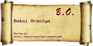 Beksi Orsolya névjegykártya